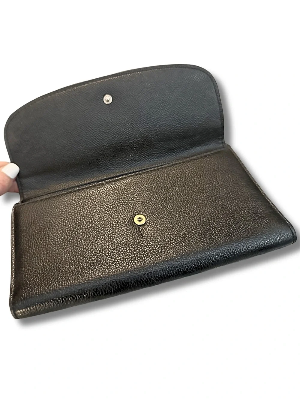 Coach Slim Envelope Wallet Pebbled Leather Black F52715 Card Holder Clutch